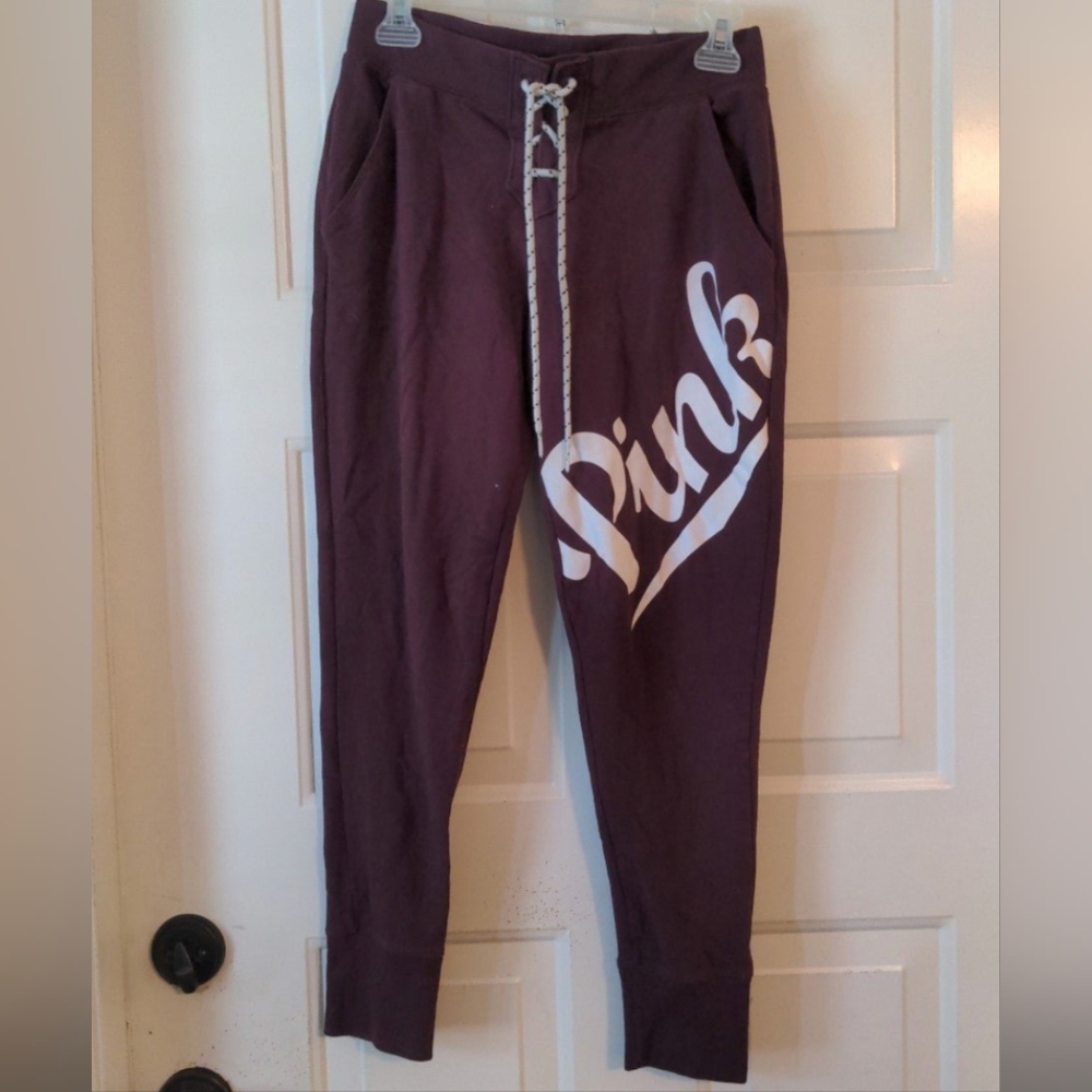 PINK VICTORIA'S SECRET (SMALL) MAROON JOGGERS